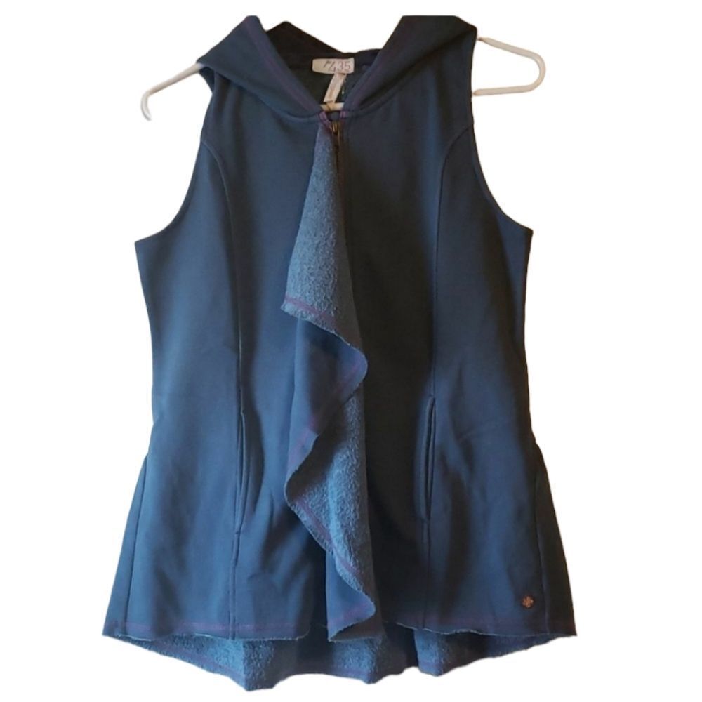 Matilda Jane 435 My Compass Camp MJ Blue Hooded Zipper‎ Vest Size 14 NWOT